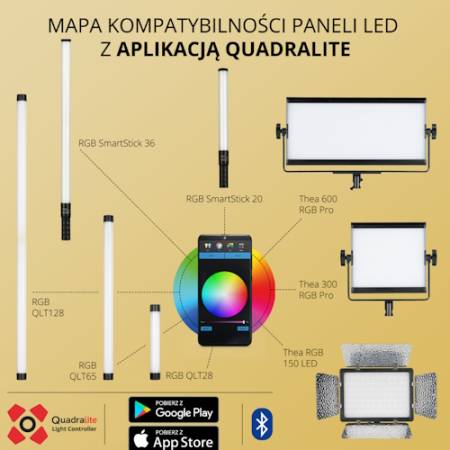 Quadralite Lampa LED QLTP 125 DMX - lampa, tuba świetlna, LED, 2800–8000K, 36W